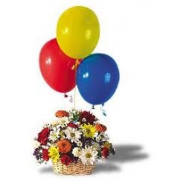 Jumbo Mix Flowers Basket With Air Filler Balloons